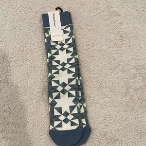 NWT Richer Poorer Men’s Quilted Crew Socks Blue Mirage Geometric OS